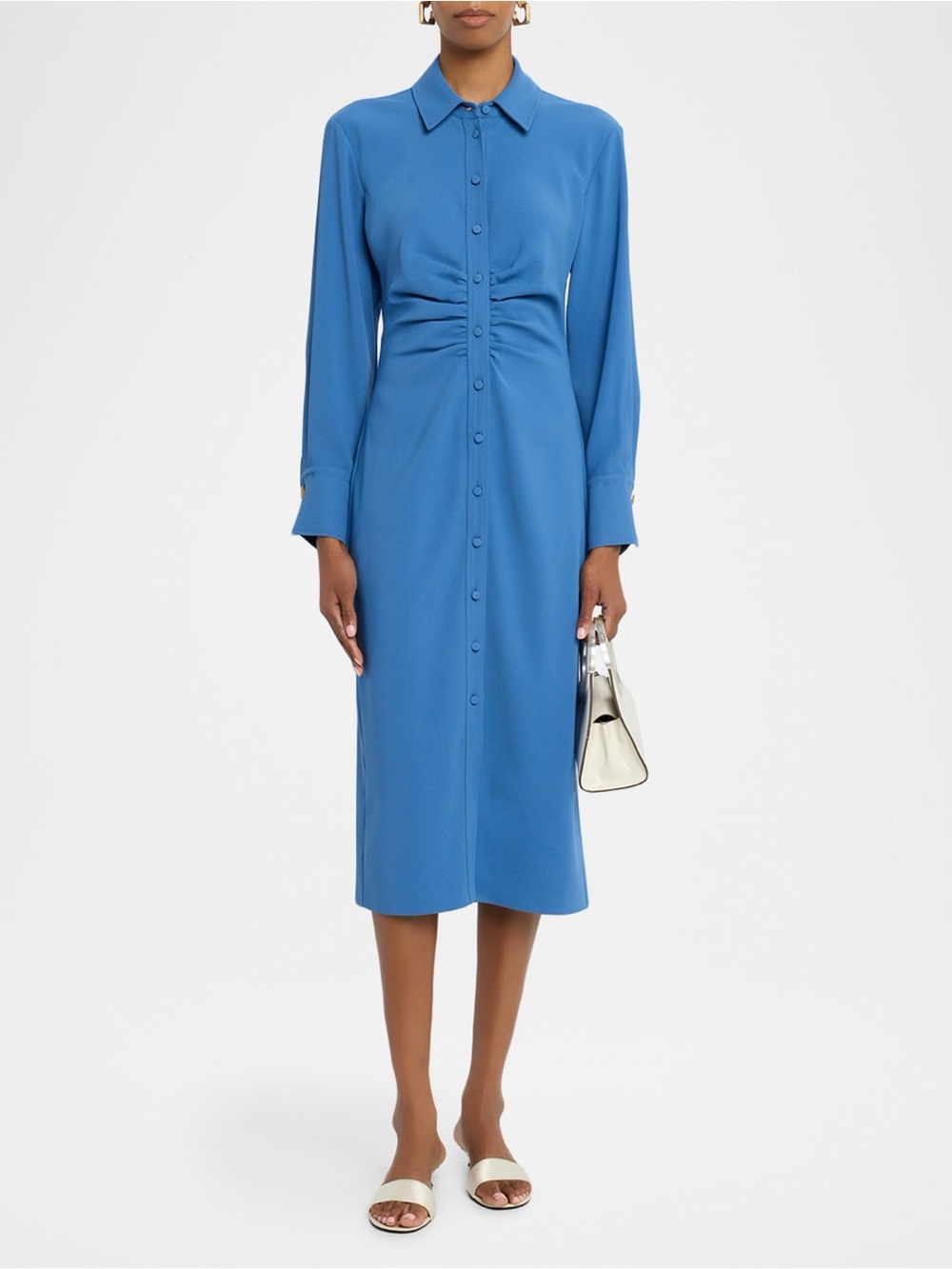 NWOT VERONICA BEARD loxley midi shirtdress in blue coast
